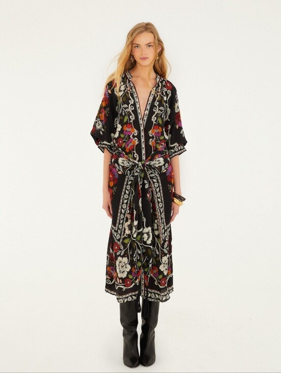 FARM Rio Dresses & Skirts - FARM Rio Rococo Flowers Belted Midi Dress